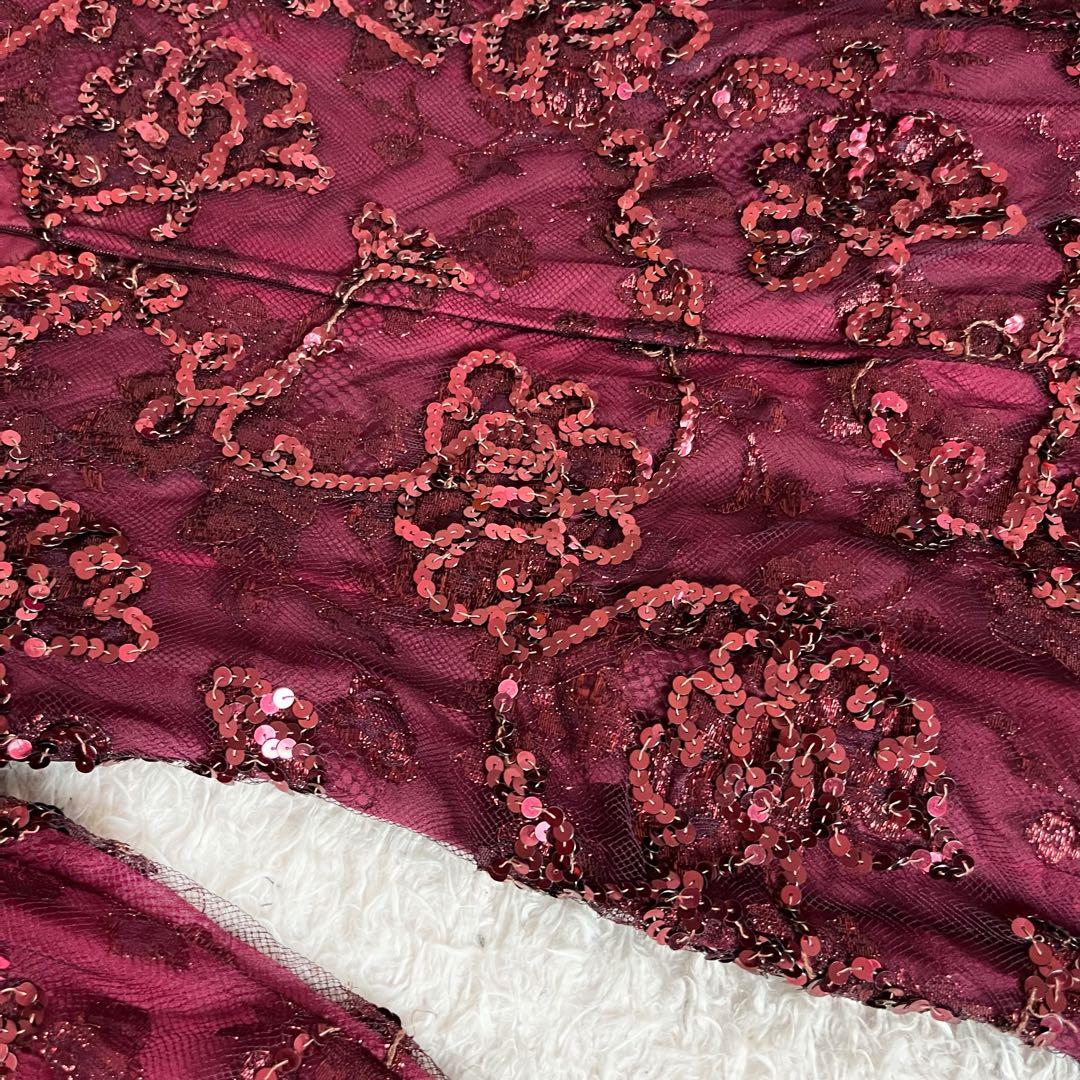 ︎ハナエモリ ドレス マキシ ダンス 衣装 スパンコール ラメ レッド レース