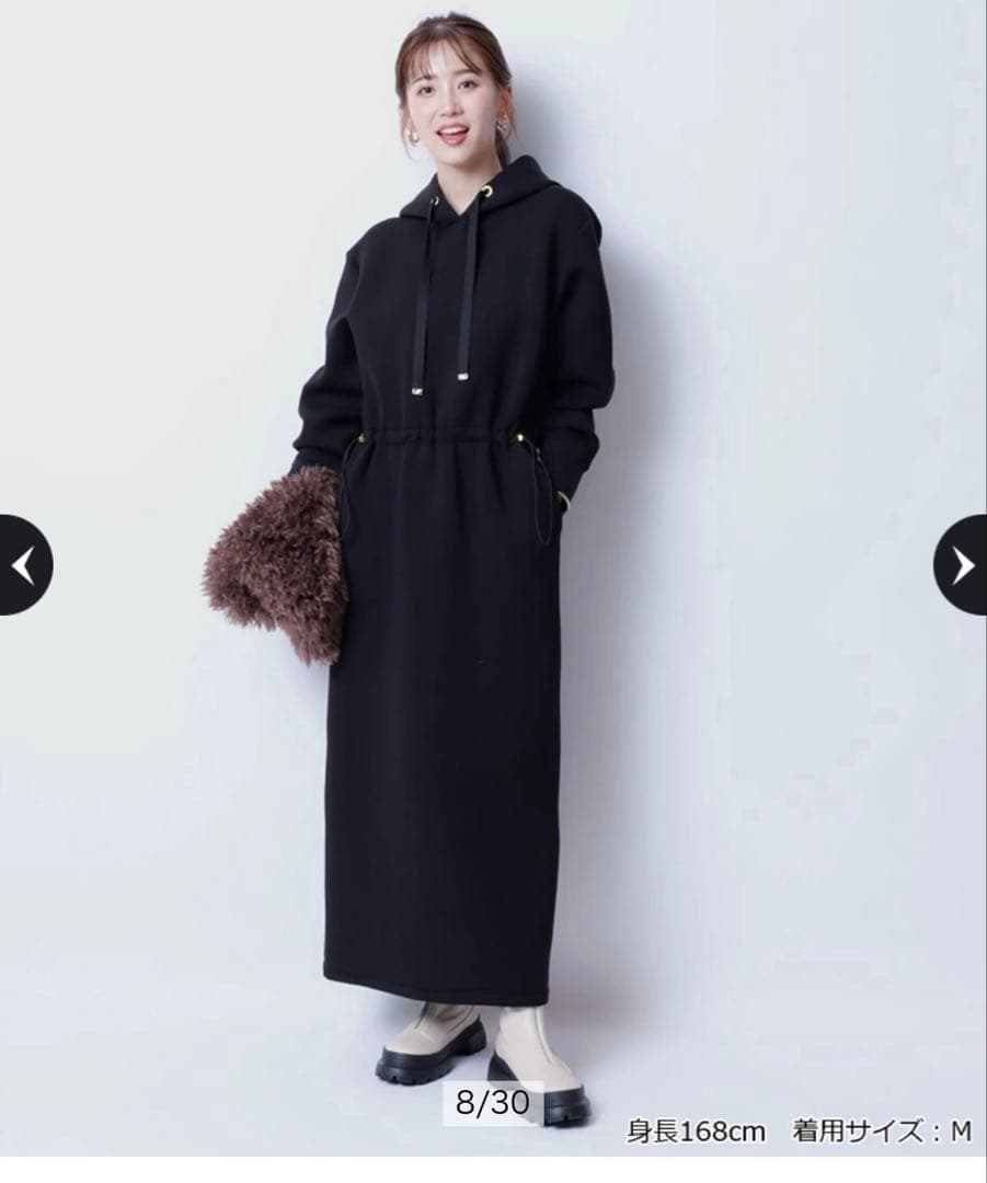 ジャスグリッティー　サイドドロストパーカーワンピース　黒　2