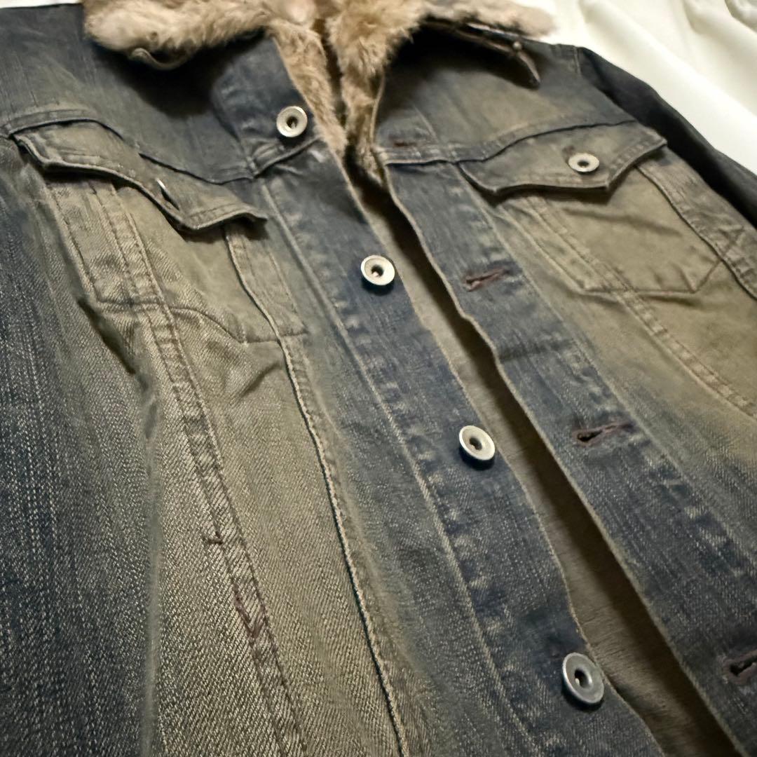 激レア！LED RECHWE 錆 ファー付きデニムジャケット M / y2k