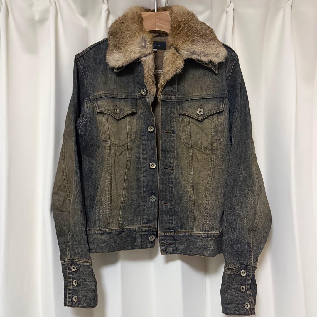 激レア！LED RECHWE 錆 ファー付きデニムジャケット M / y2k
