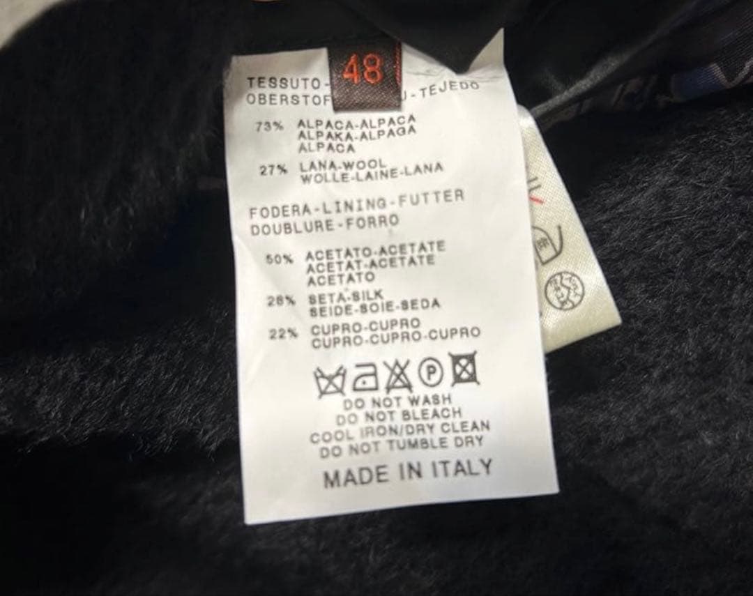 美品　ETRO ブラック チェスターコート　アルパカ　48