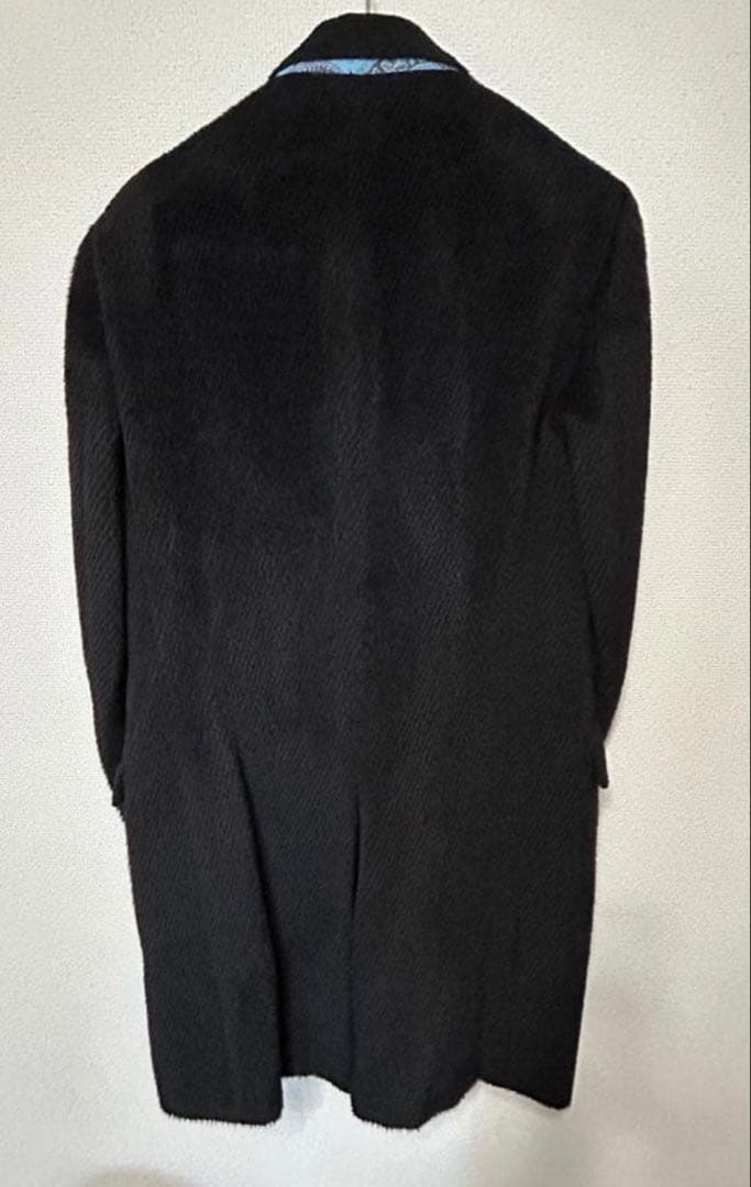美品　ETRO ブラック チェスターコート　アルパカ　48