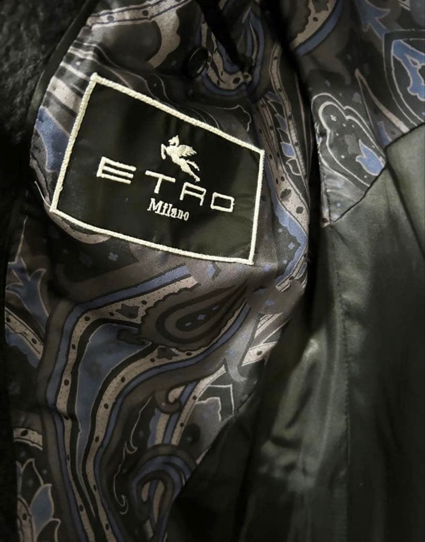 美品　ETRO ブラック チェスターコート　アルパカ　48