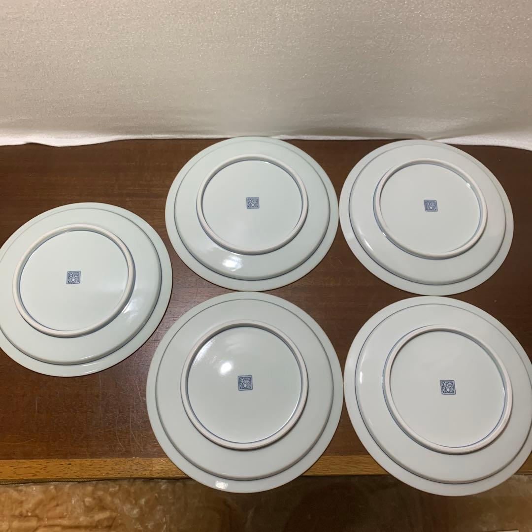 馬場京泉　魯山人写し　染付福字文皿　5枚入り 北大路魯山人