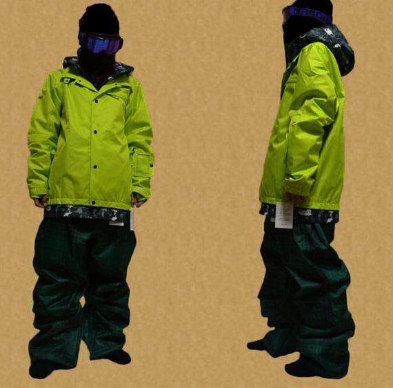 スノーボード ウェア ジャケット×パンツ上下セット■FTD■ライム×緑■Sサイズ