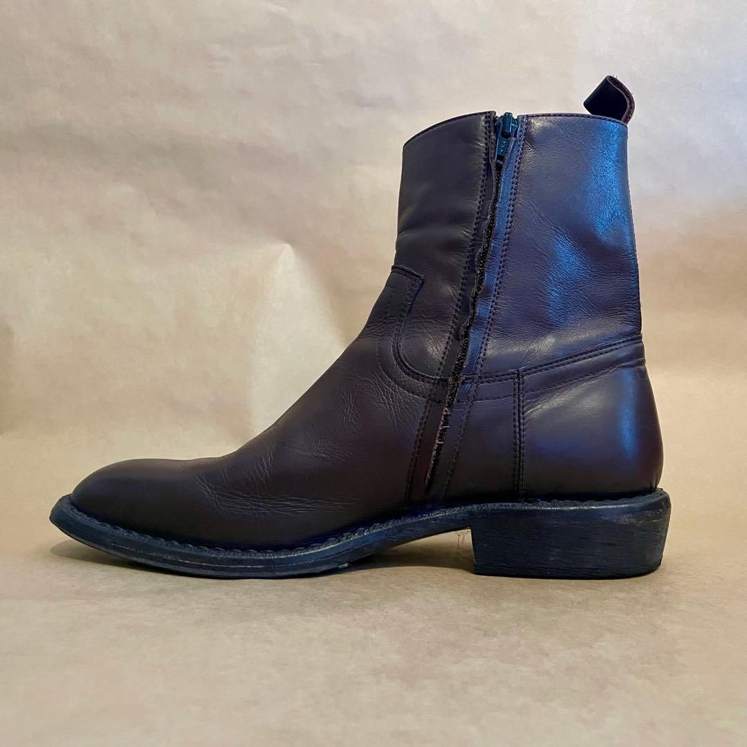 【MOMA】サイドジップブーツ ダークブラウン 42 イタリア製