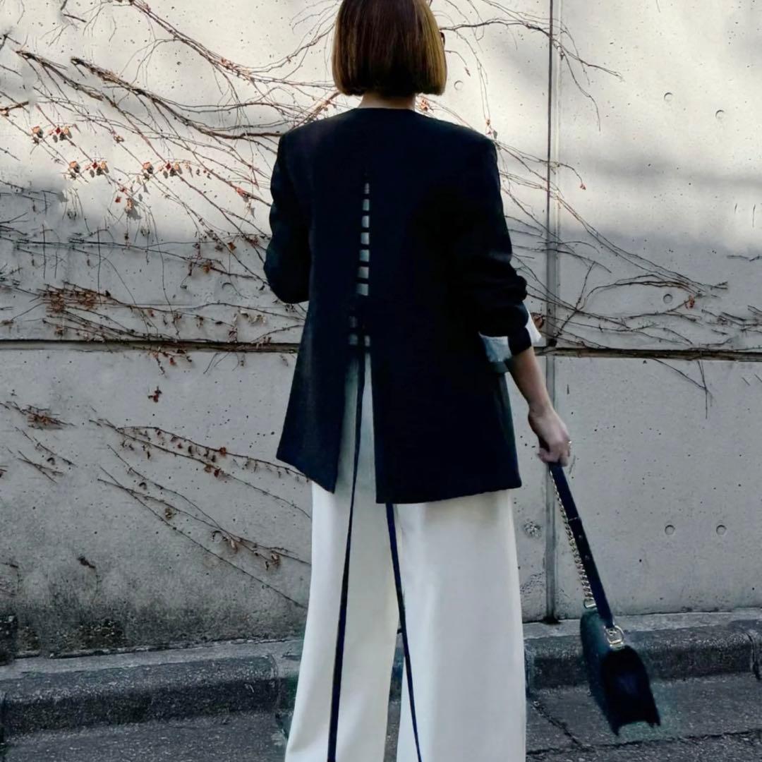 cygne ノーカラージャケット 黒 ダブルボタン