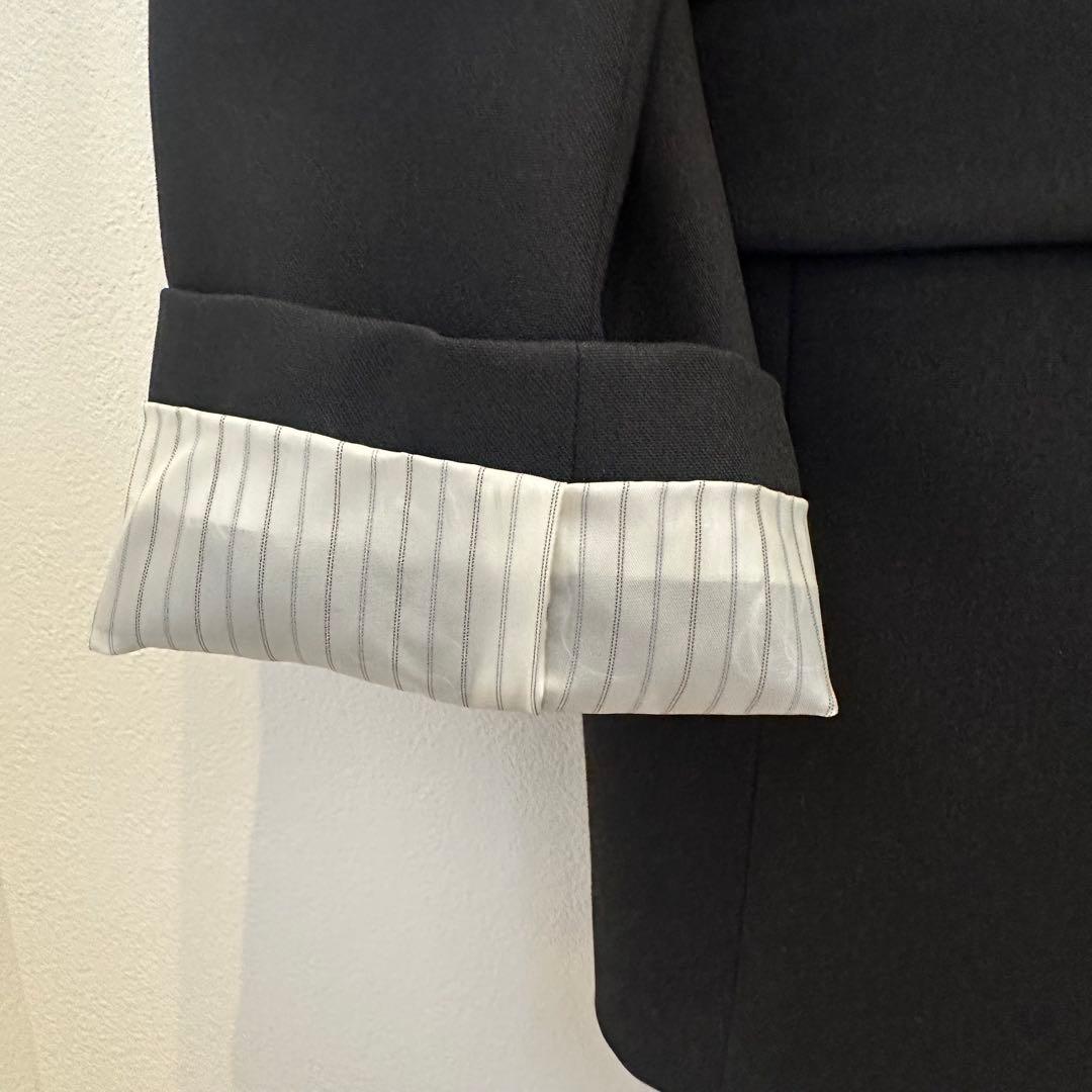 cygne ノーカラージャケット 黒 ダブルボタン