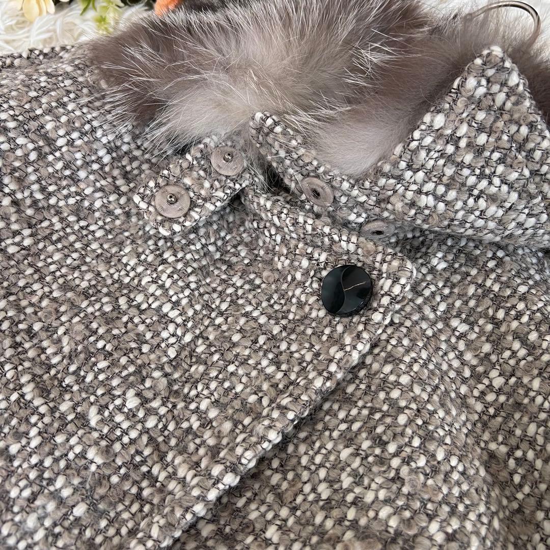 ADORE アドーア ツイード フォックスファー ダブル コート