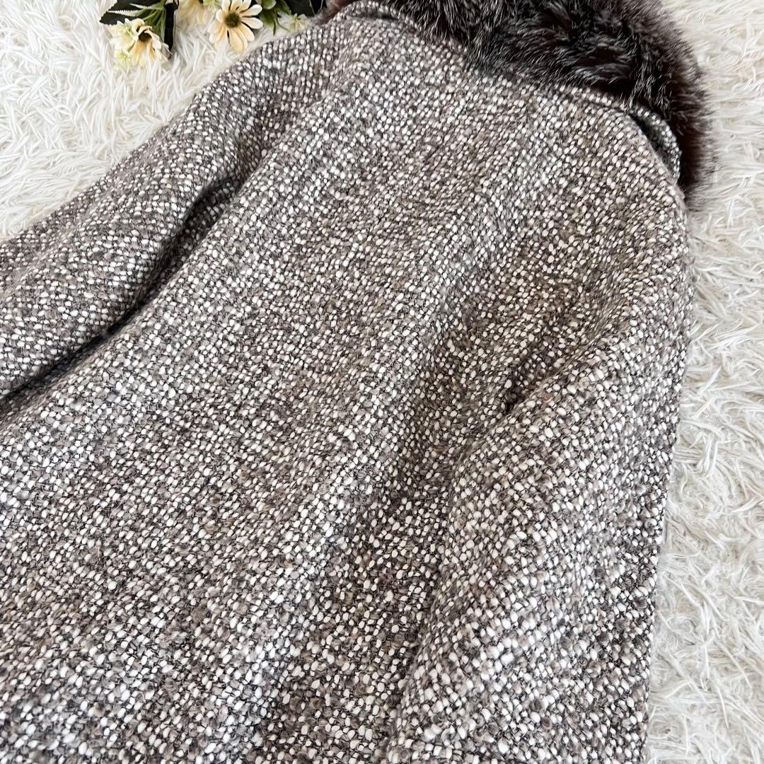 ADORE アドーア ツイード フォックスファー ダブル コート