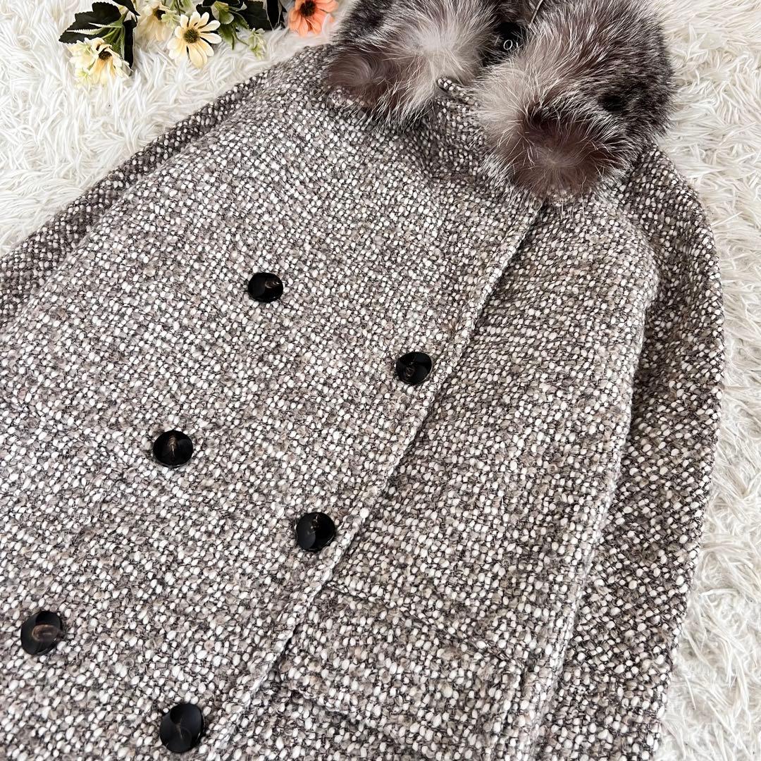 ADORE アドーア ツイード フォックスファー ダブル コート
