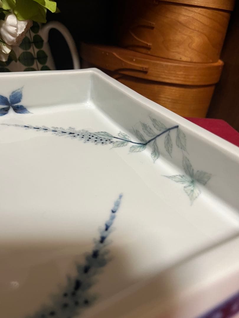 九谷焼　理節　山本長左　角鉢　角皿　箱あり