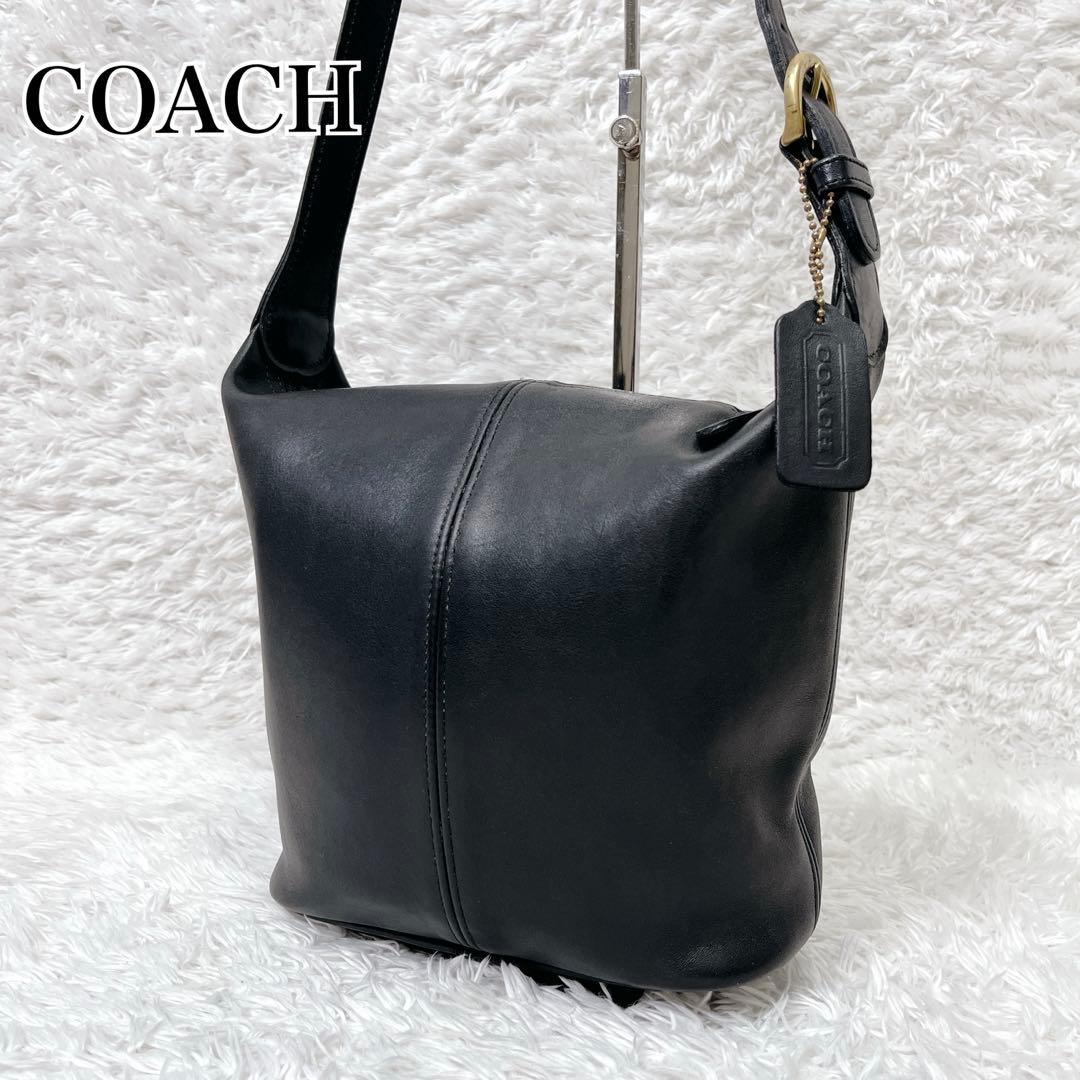 COACH コーチ バケツ型 ファスナー オールレザーショルダーバッグ チャーム