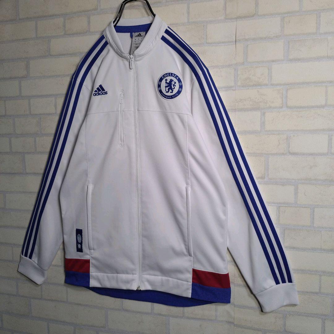 アディダス★チェルシー ロゴ ワッペン スリーライン アンセムジャケット 白 L