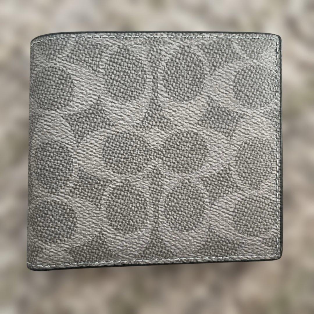 COACH 二つ折り財布 COIN WALLET SIG グレー/チャコール