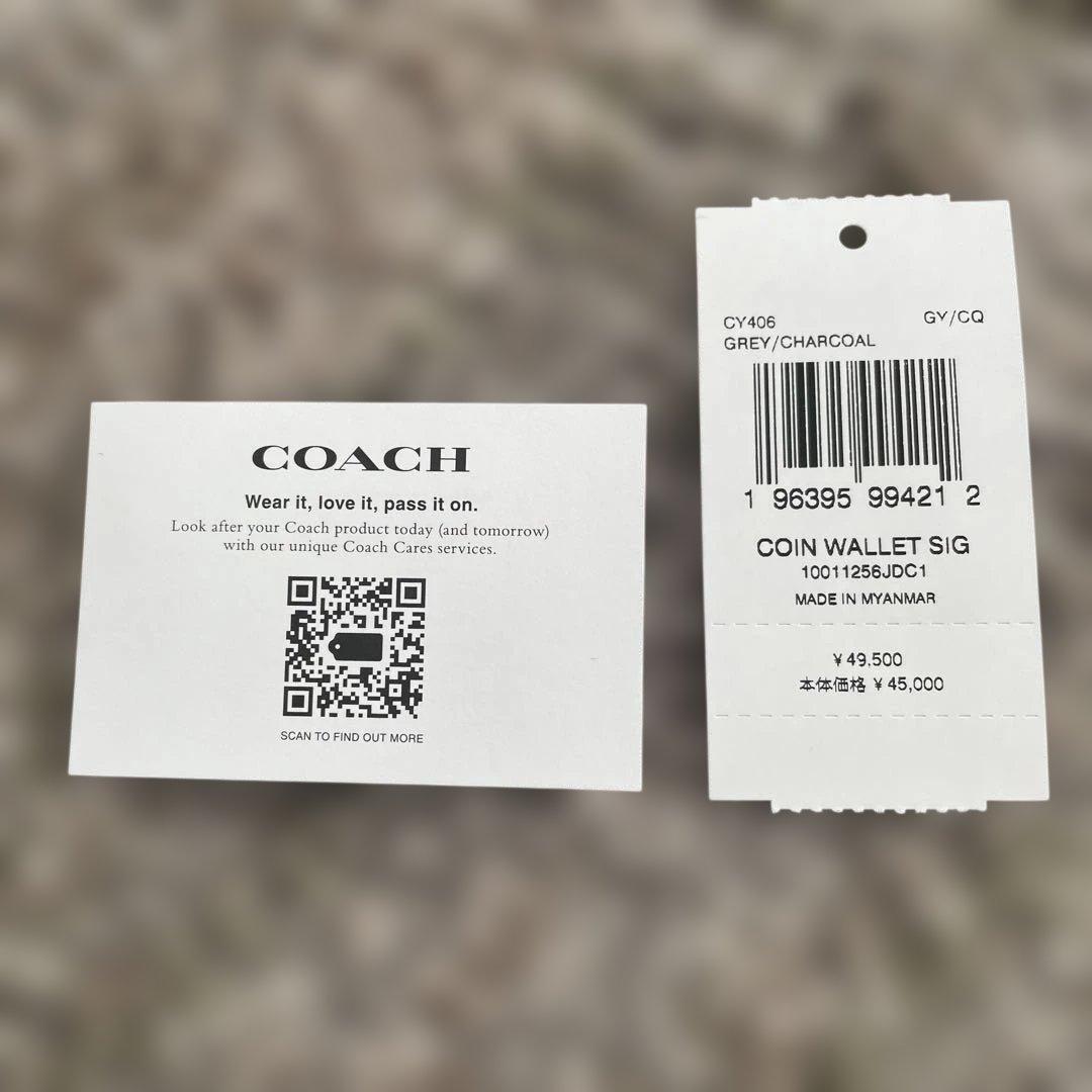 COACH 二つ折り財布 COIN WALLET SIG グレー/チャコール