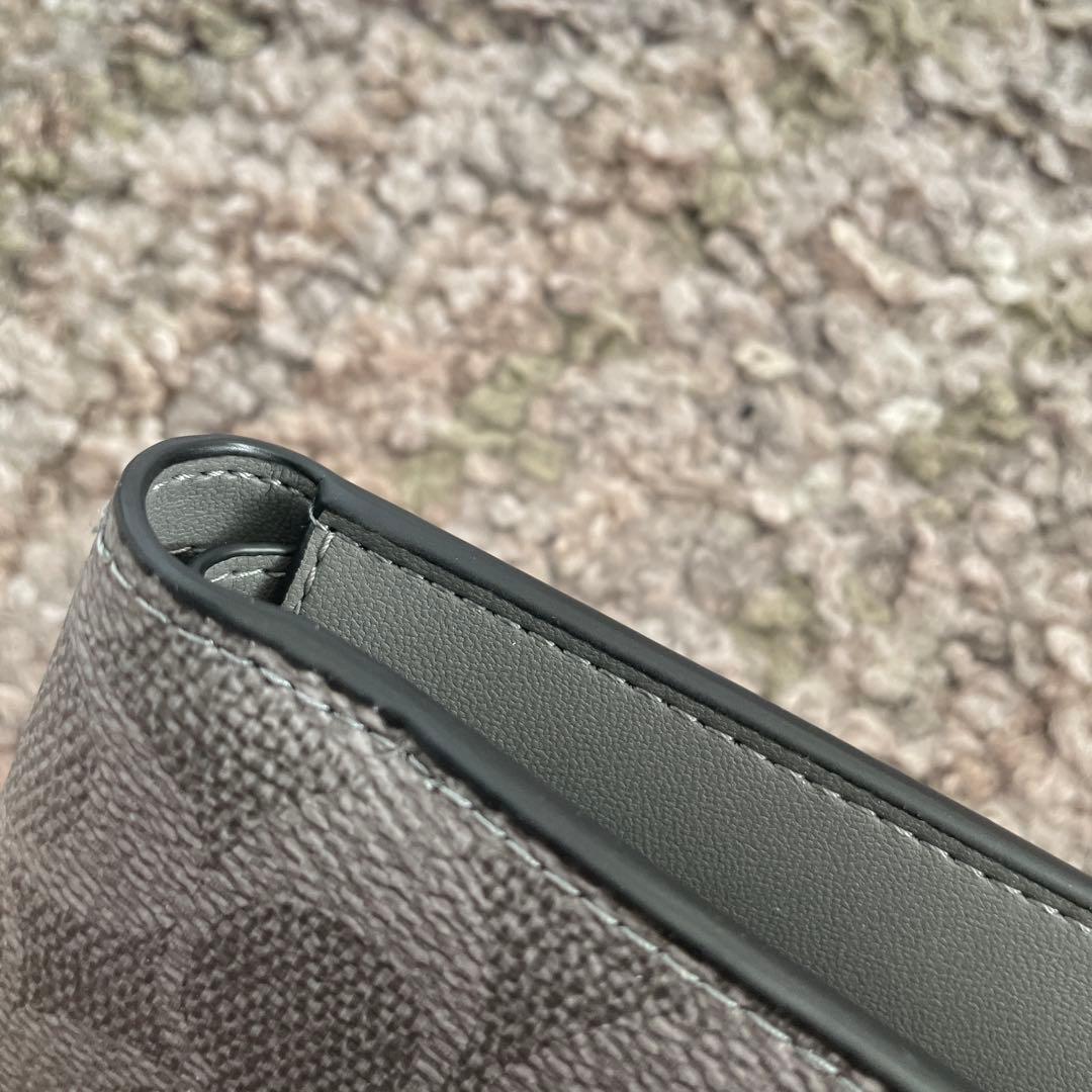 COACH 二つ折り財布 COIN WALLET SIG グレー/チャコール