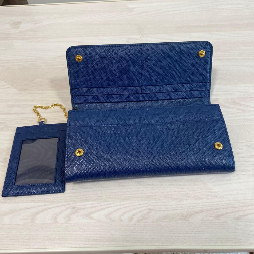 週末値下げ　PRADA ネイビー 長財布 カードケース付き　正規品