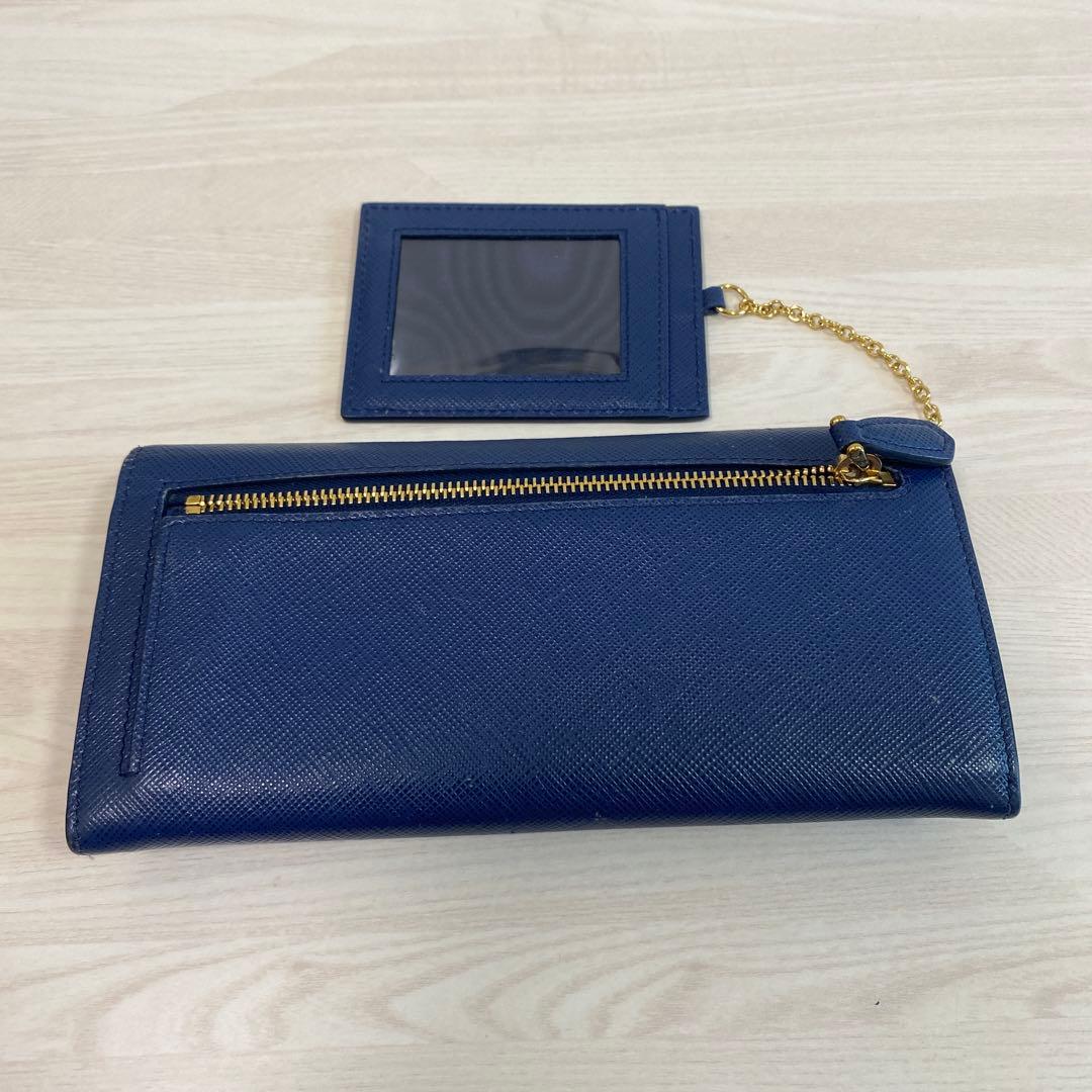 週末値下げ　PRADA ネイビー 長財布 カードケース付き　正規品