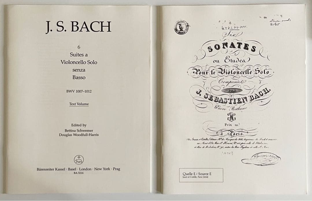 バッハ◇無伴奏チェロ組曲◇BWV1007-1012◇原典版◇ベーレンライター版◇