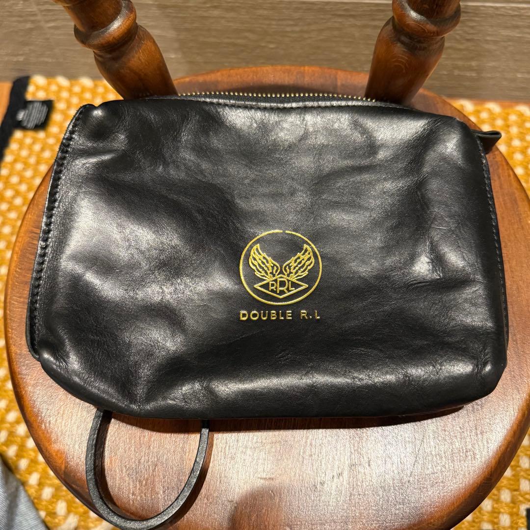 RRL ブラック レザー ポーチ