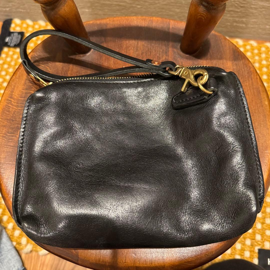 RRL ブラック レザー ポーチ