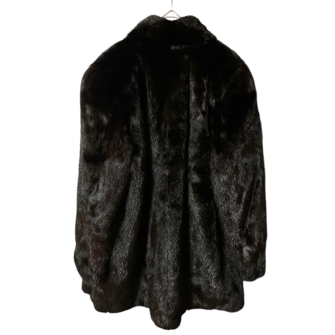 【超美品】黒 毛皮コート レディース　ブラック　アウター　高級感　ファーコート
