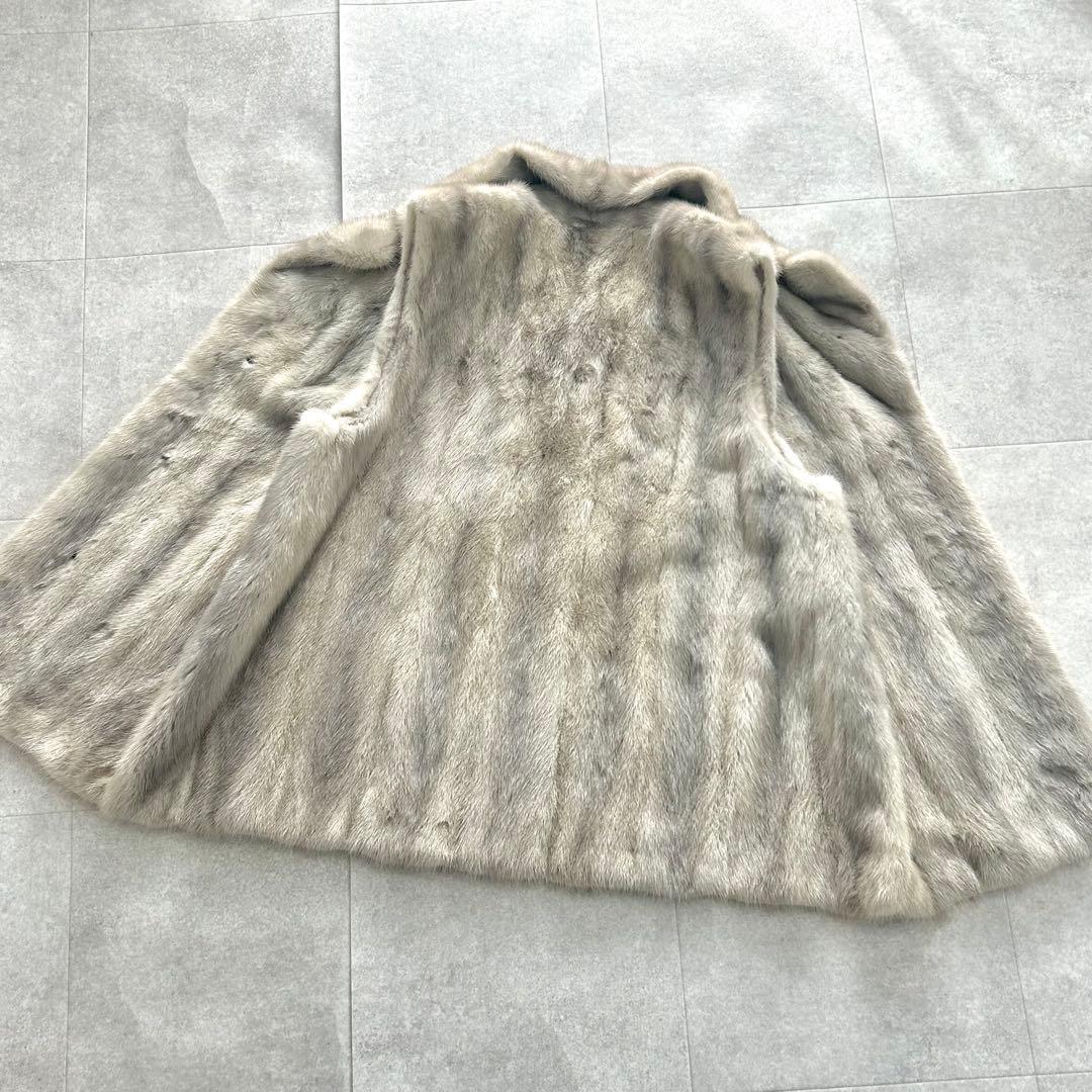 サファイアミンク ベスト リアルファー 毛皮 ジレ ロング グレージュ 13