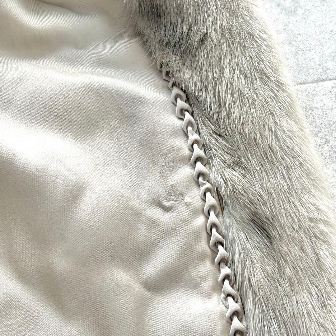 サファイアミンク ベスト リアルファー 毛皮 ジレ ロング グレージュ 13