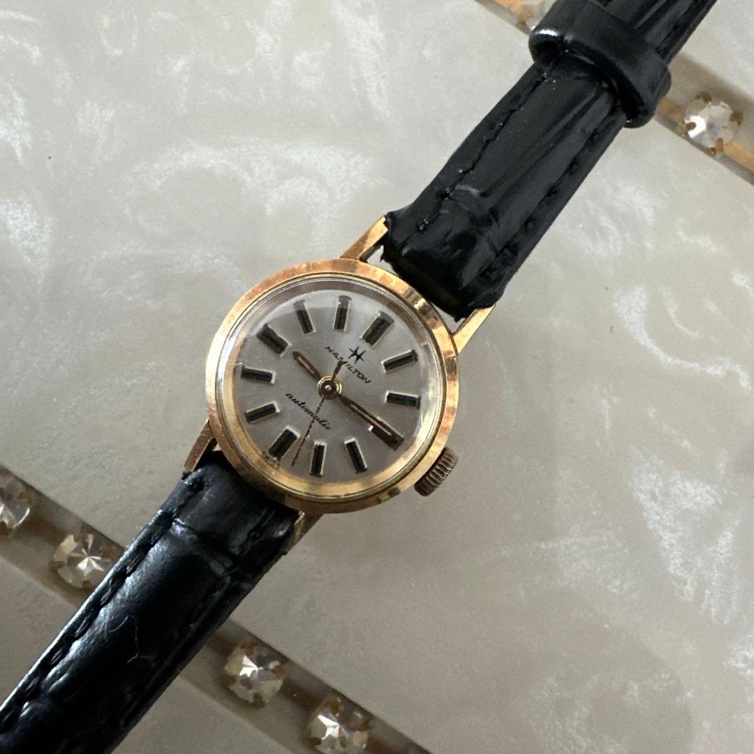 うえやまハミルトン自動巻き時計 ブラックレザー