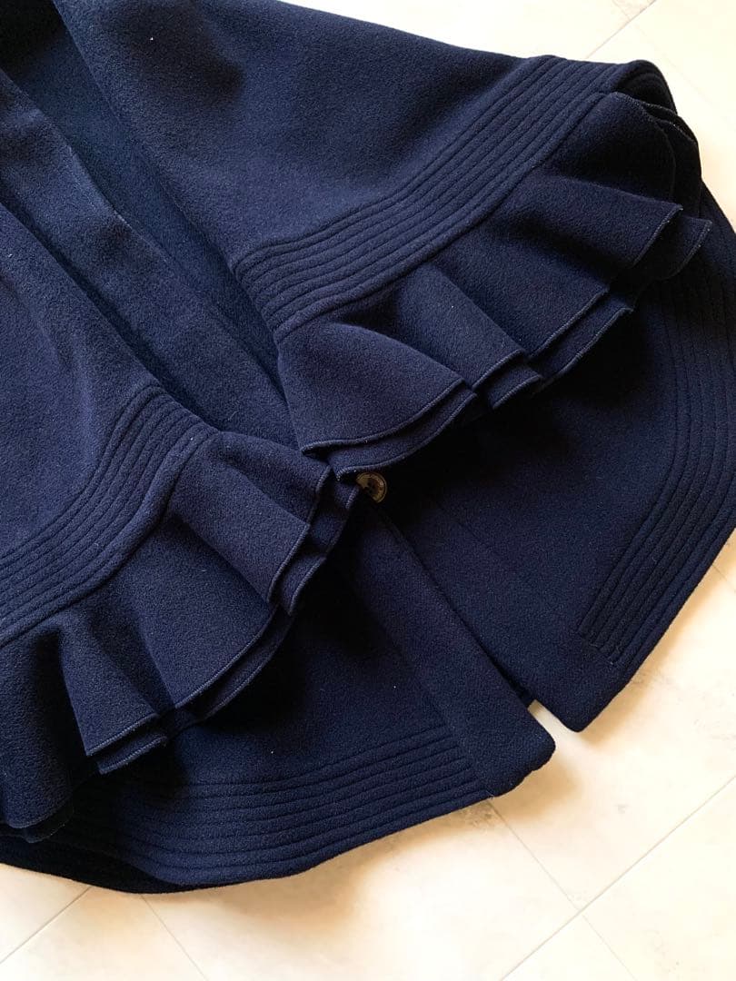 美品♡ソブ ダブルスタンダード ポンチョ アンゴラ フォックスファー 紺