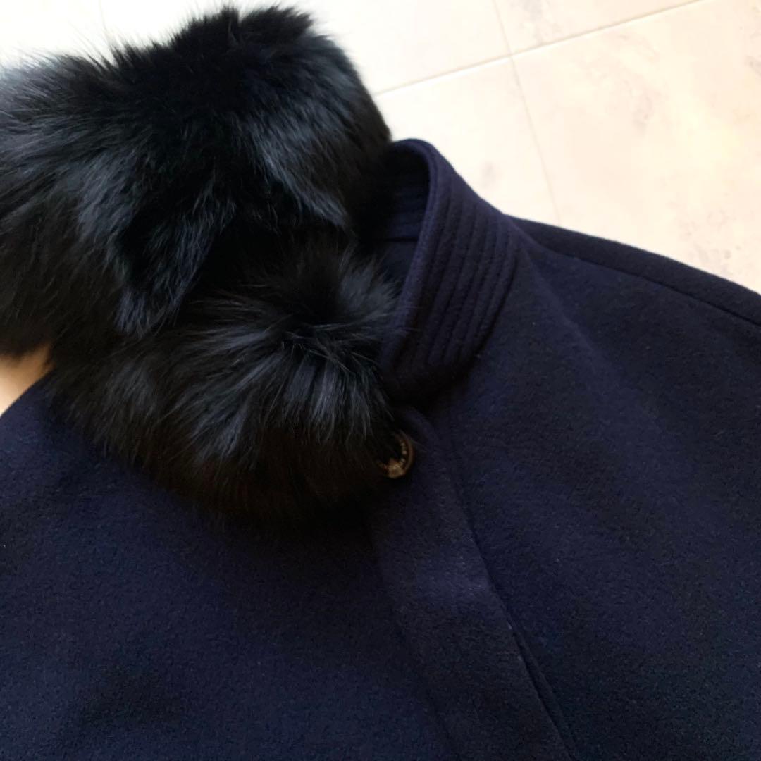 美品♡ソブ ダブルスタンダード ポンチョ アンゴラ フォックスファー 紺