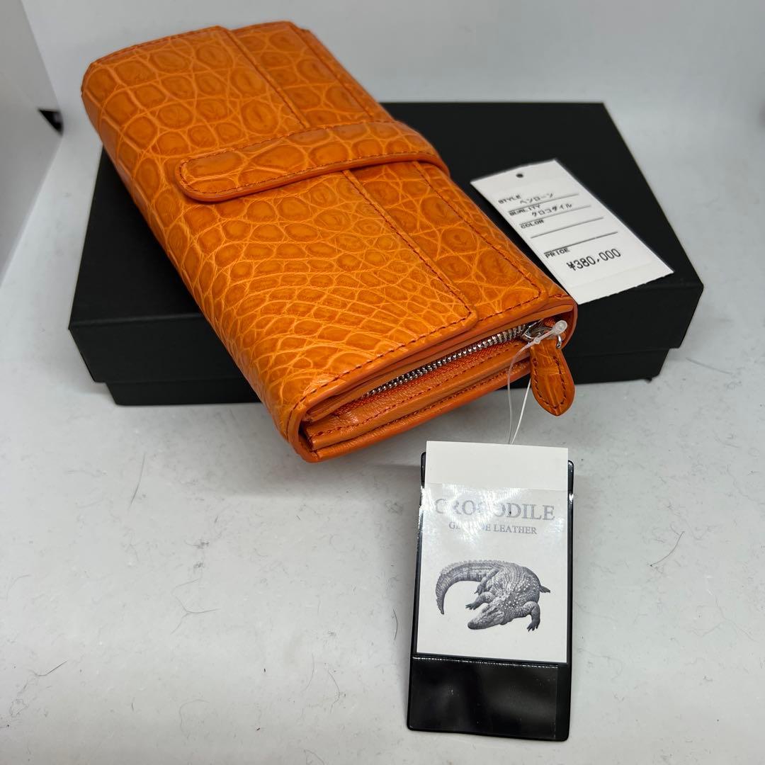 日本が平和でありますように 専用新品　ヘンローンクロコダイルオレンジ長財布