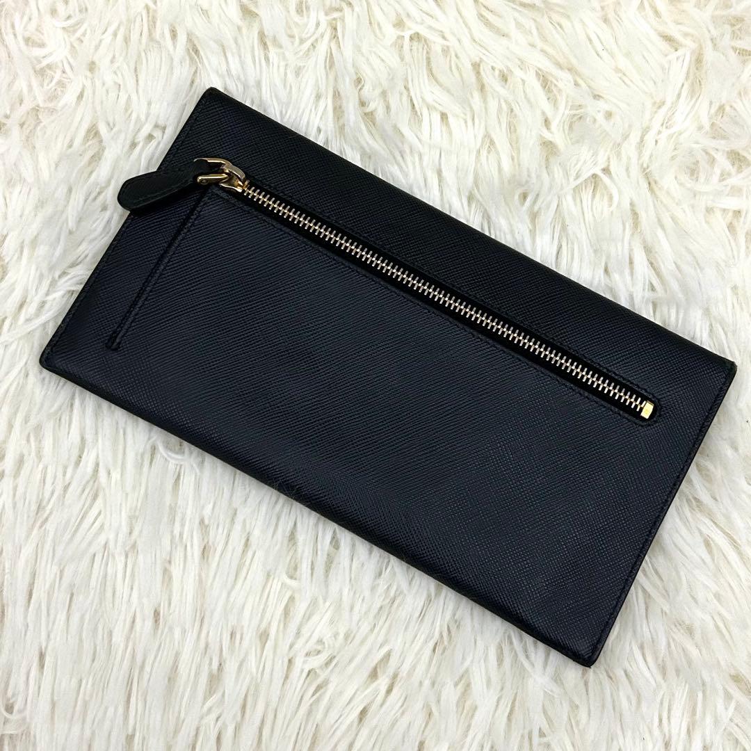 ［美品］PRADA プラダ サフィアーノレザー 長財布 ブラック