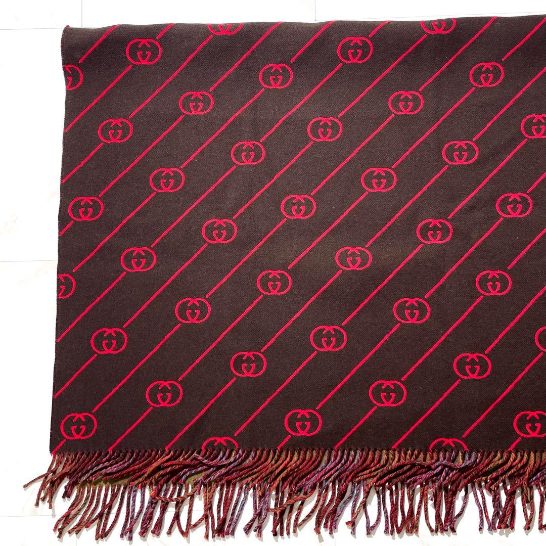 極美品✨GUCCI ポンチョ風ブランケット　リバーシブル　GG柄　チェック