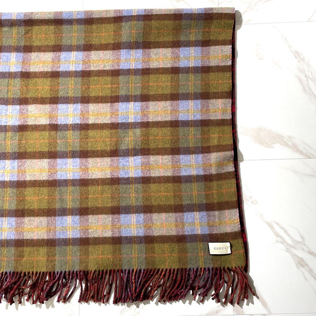 極美品✨GUCCI ポンチョ風ブランケット　リバーシブル　GG柄　チェック