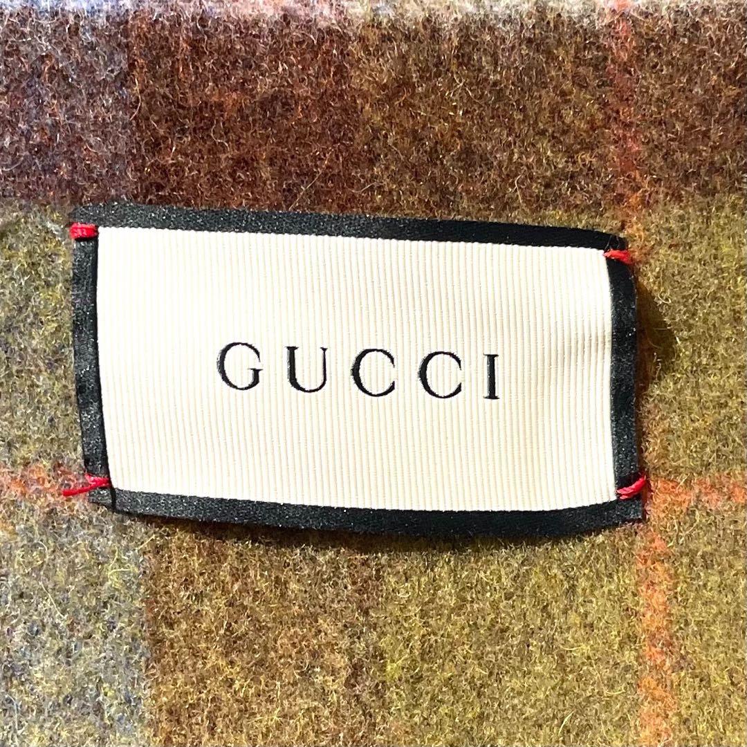 極美品✨GUCCI ポンチョ風ブランケット　リバーシブル　GG柄　チェック