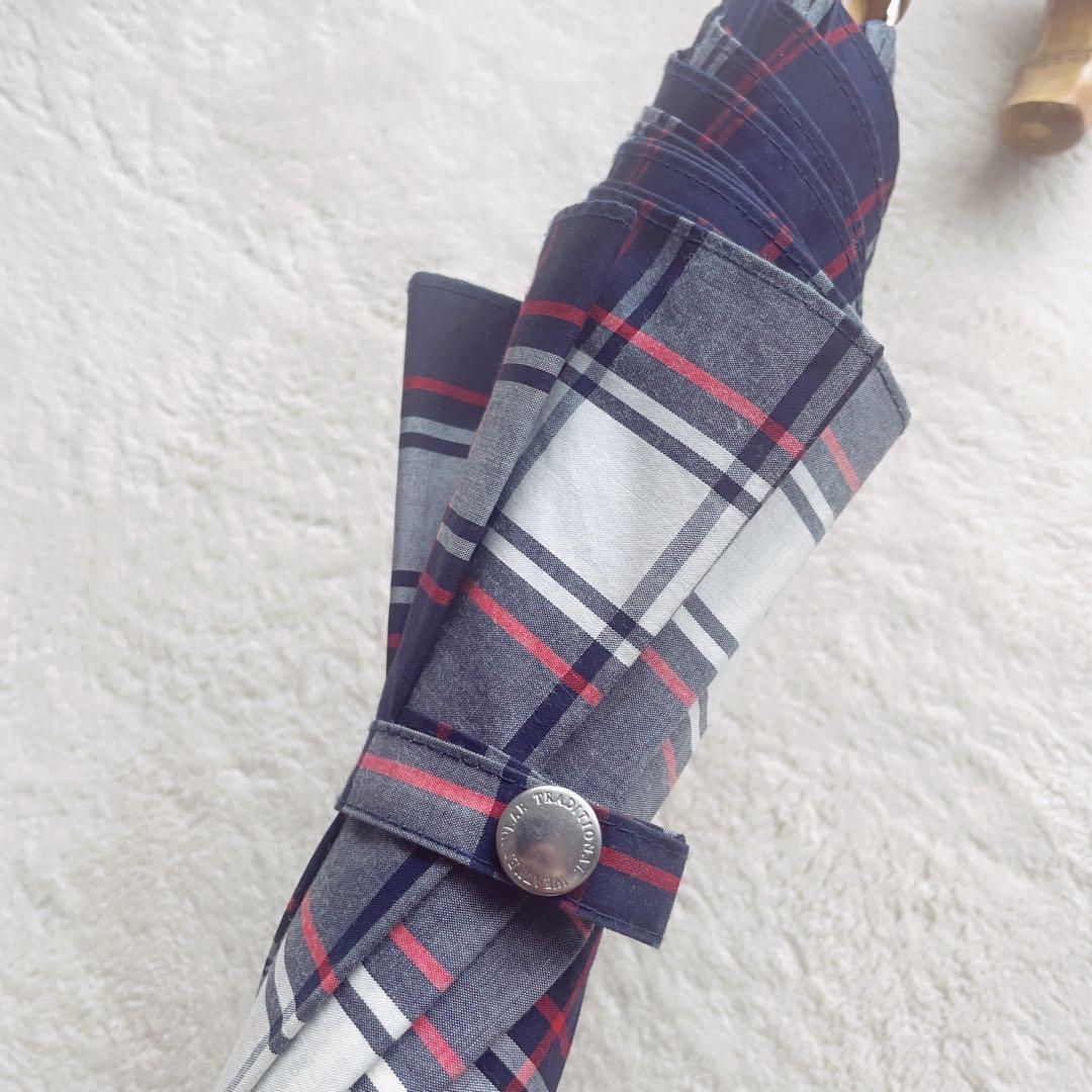 美品　Traditional Weatherwear チェック柄 ネイビー　長傘