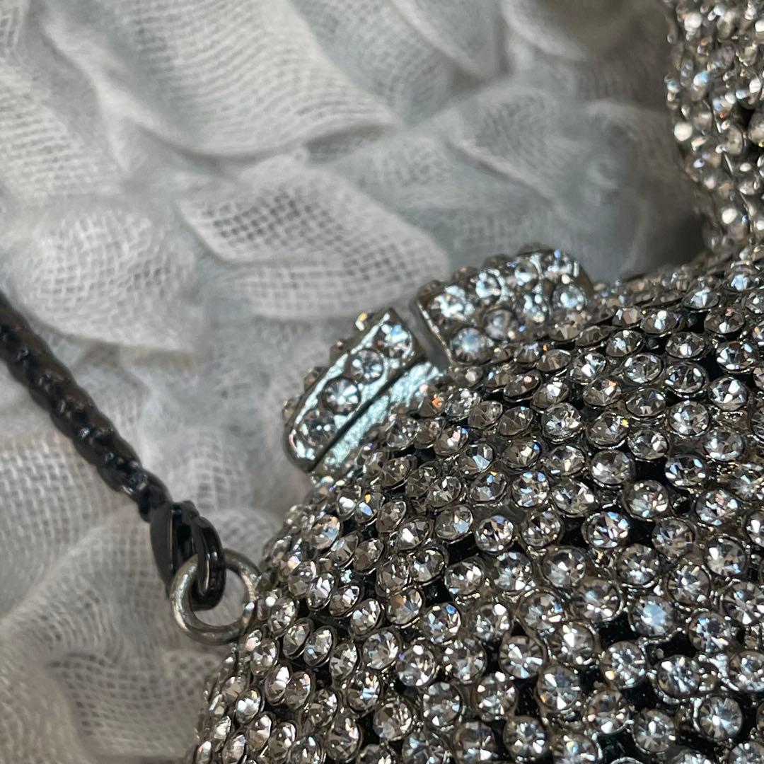 ネコ型 猫型 ダイカット ラインストーン バッグ 鞄 キラキラ パーティー 豪華