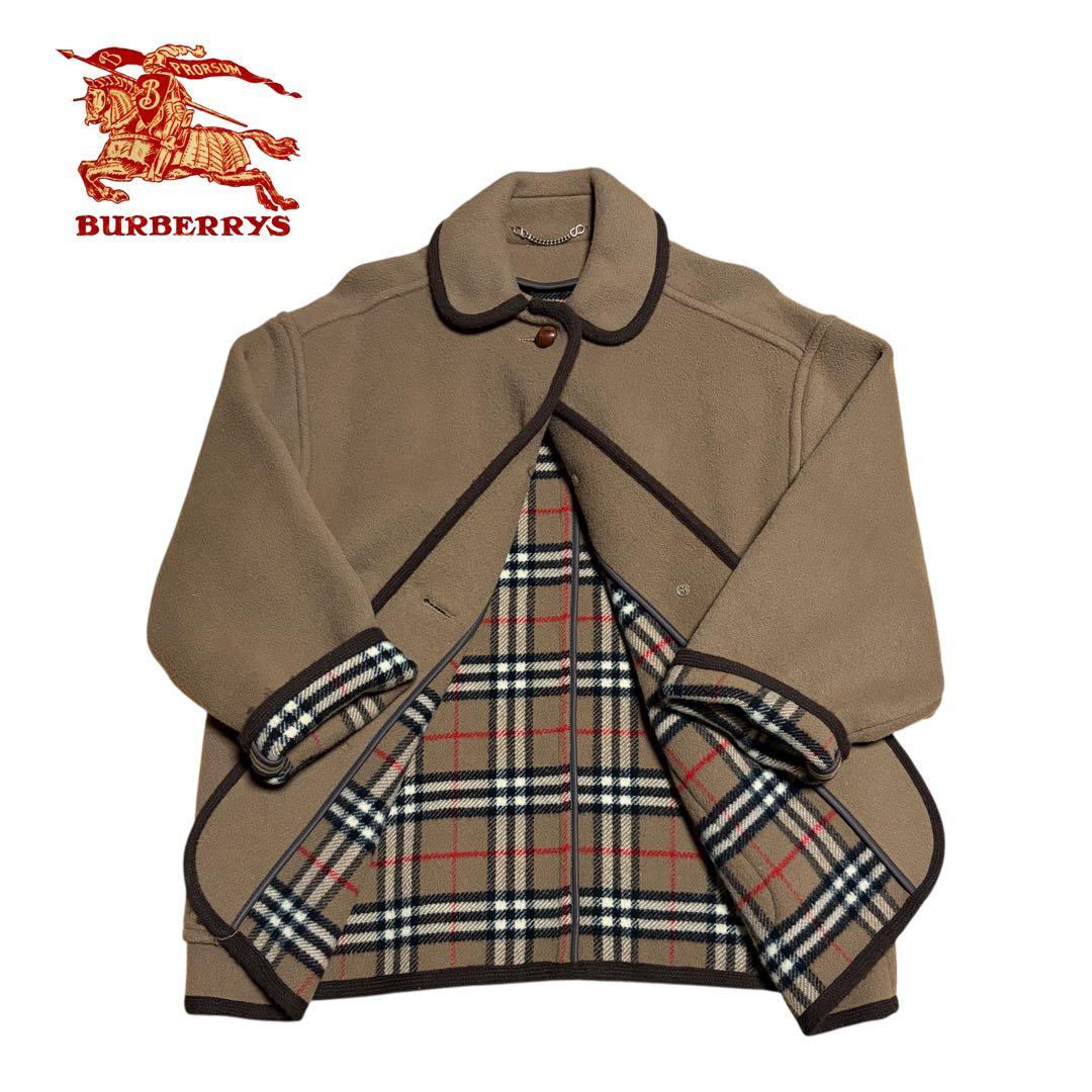 英国製　BURBERRYS　バーバリー　ウールコート　ノバチェック　くるみボタン