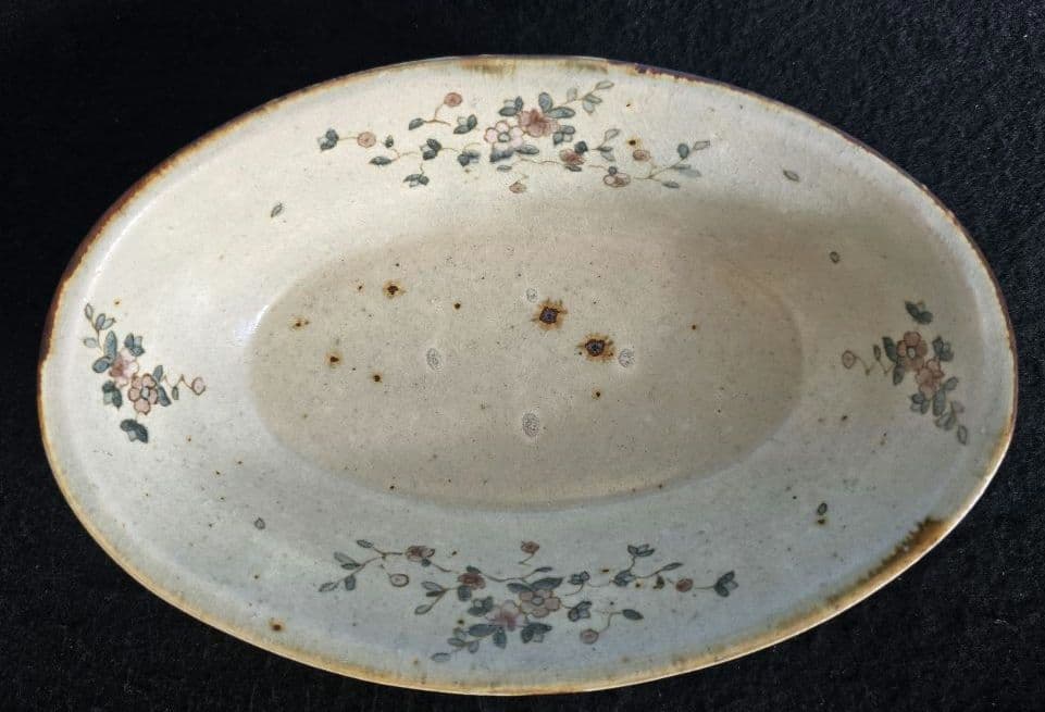 市野吉記　コウホ窯　シノワズリ　楕円深皿　花　➄