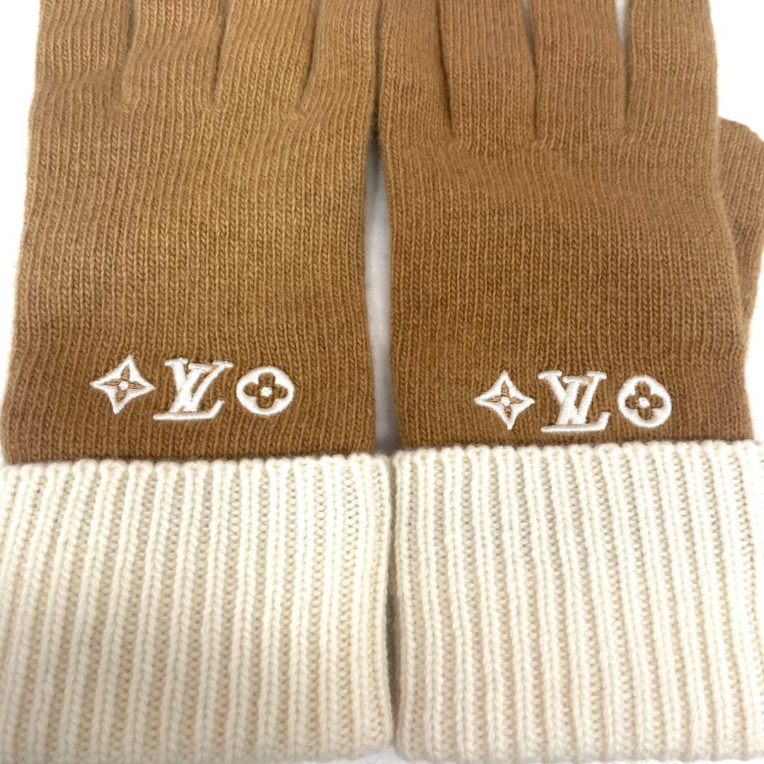 未使用に近い【ルイヴィトン】グローブ LVヘッドライン ウール100％ 8248