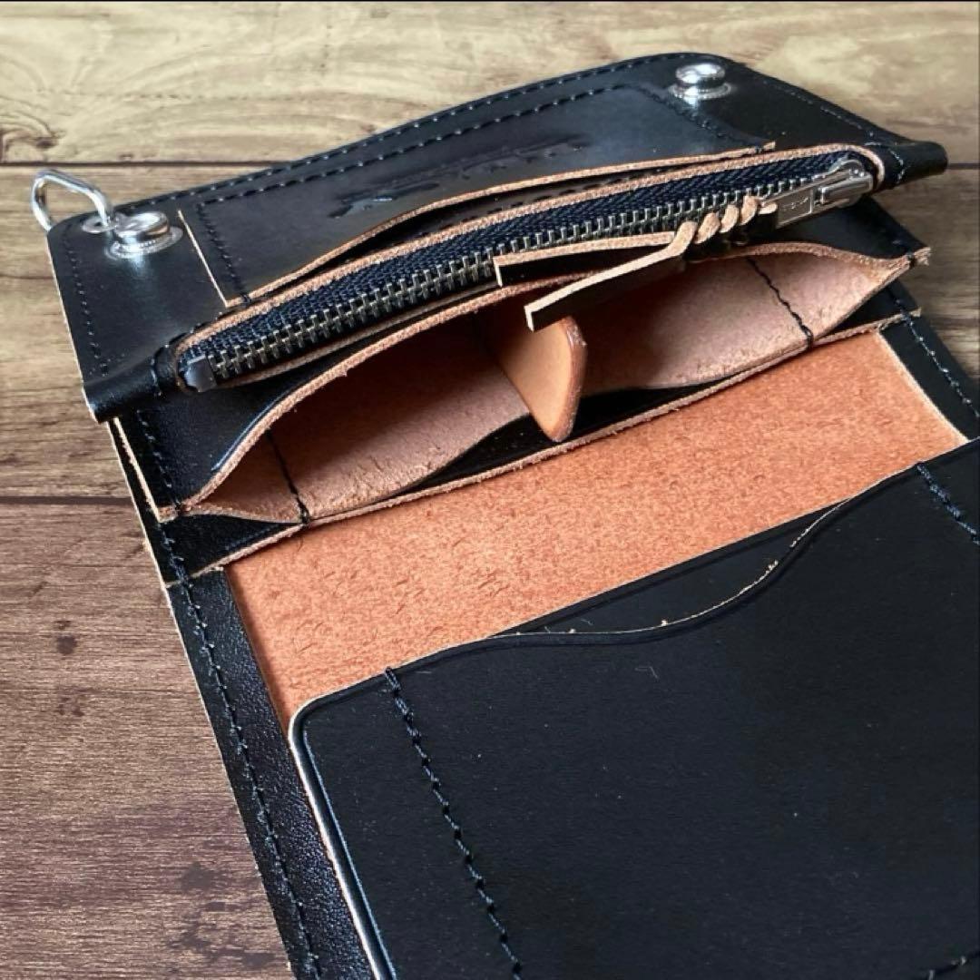 【たー】トラッカーウォレット150（ミドル）3層【お札を折らずに収納】