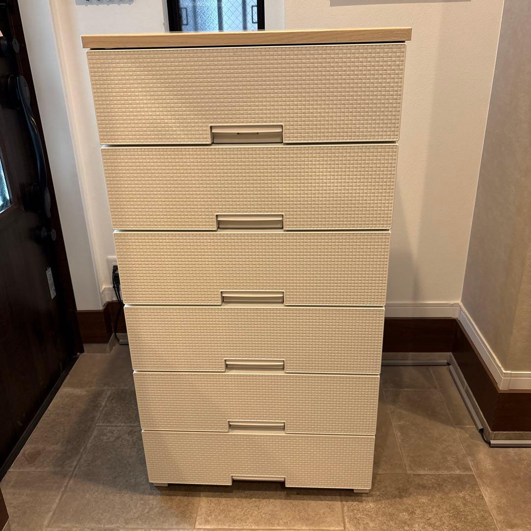 ホワイト 6段チェスト プラスチック製