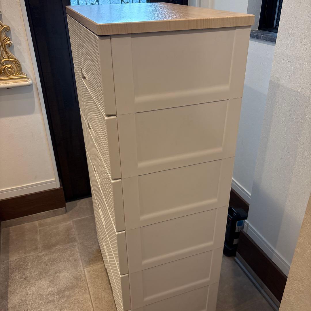 ホワイト 6段チェスト プラスチック製