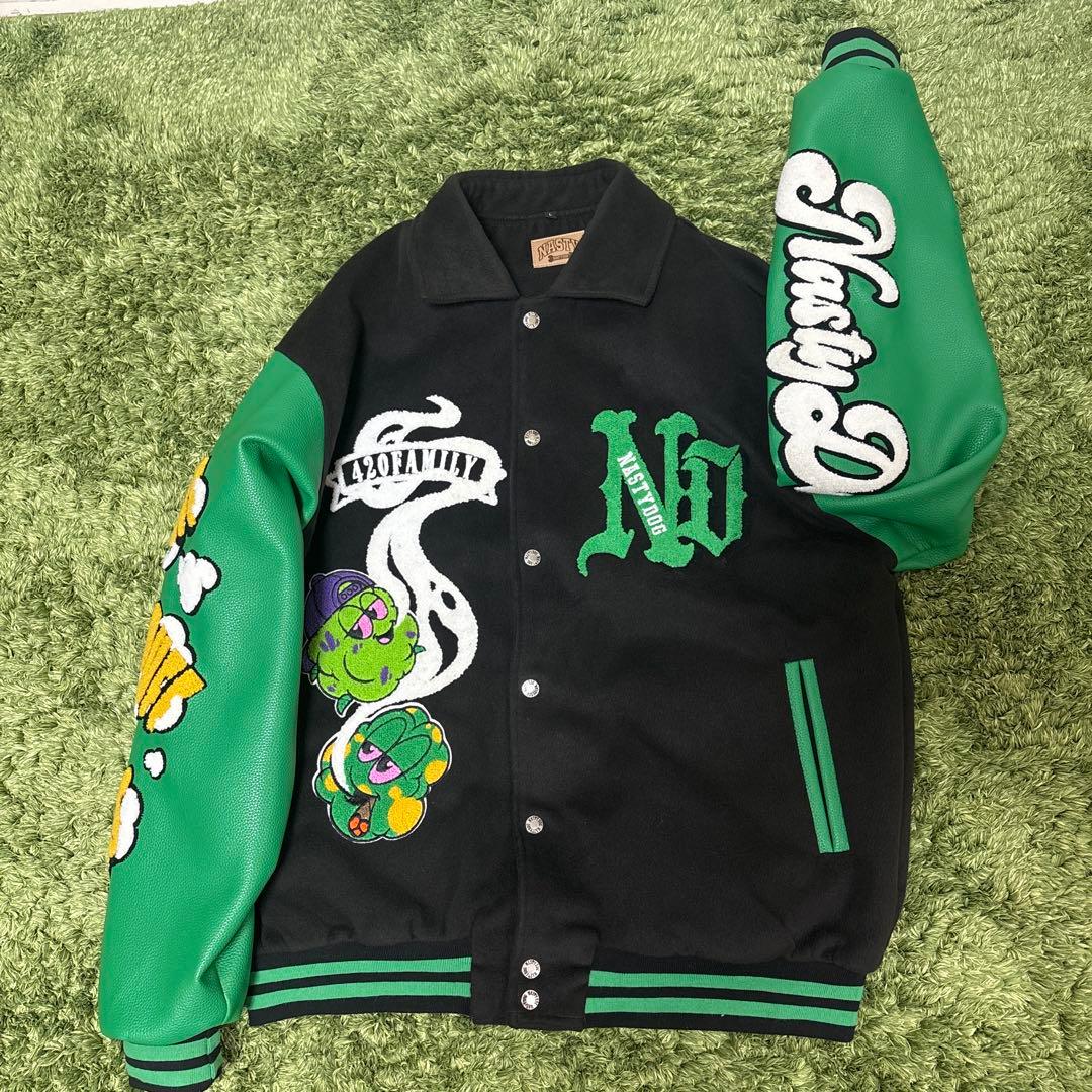 NASTYDOG スタジャン Lサイズ ブラック/グリーン