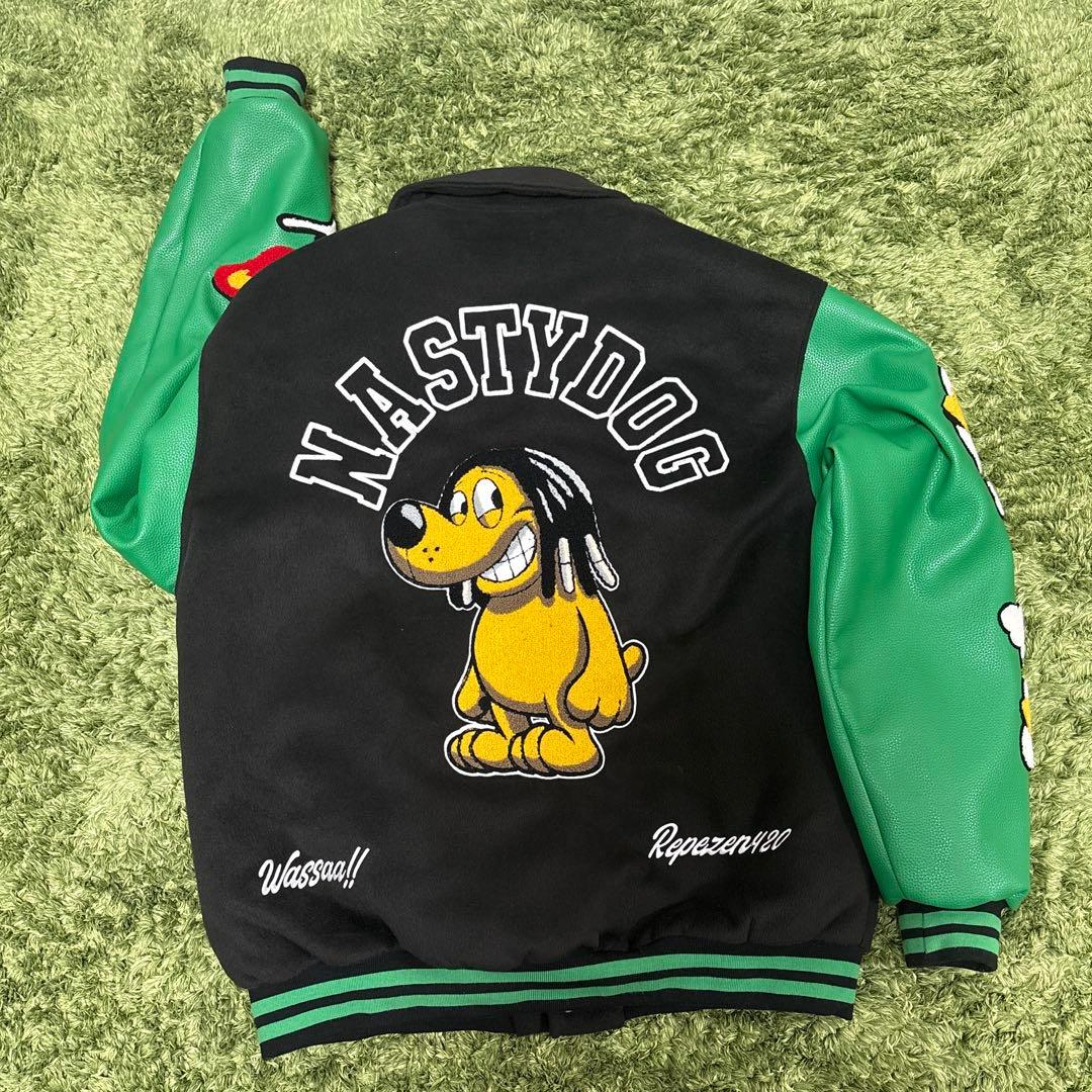 NASTYDOG スタジャン Lサイズ ブラック/グリーン