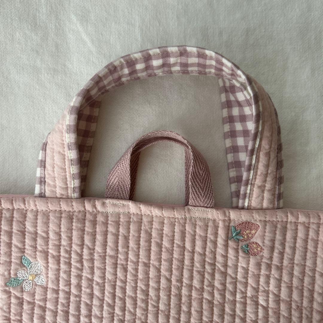 入園入学3点セット　【いちごピンクヌビ×くすみピンクチェック】　女の子