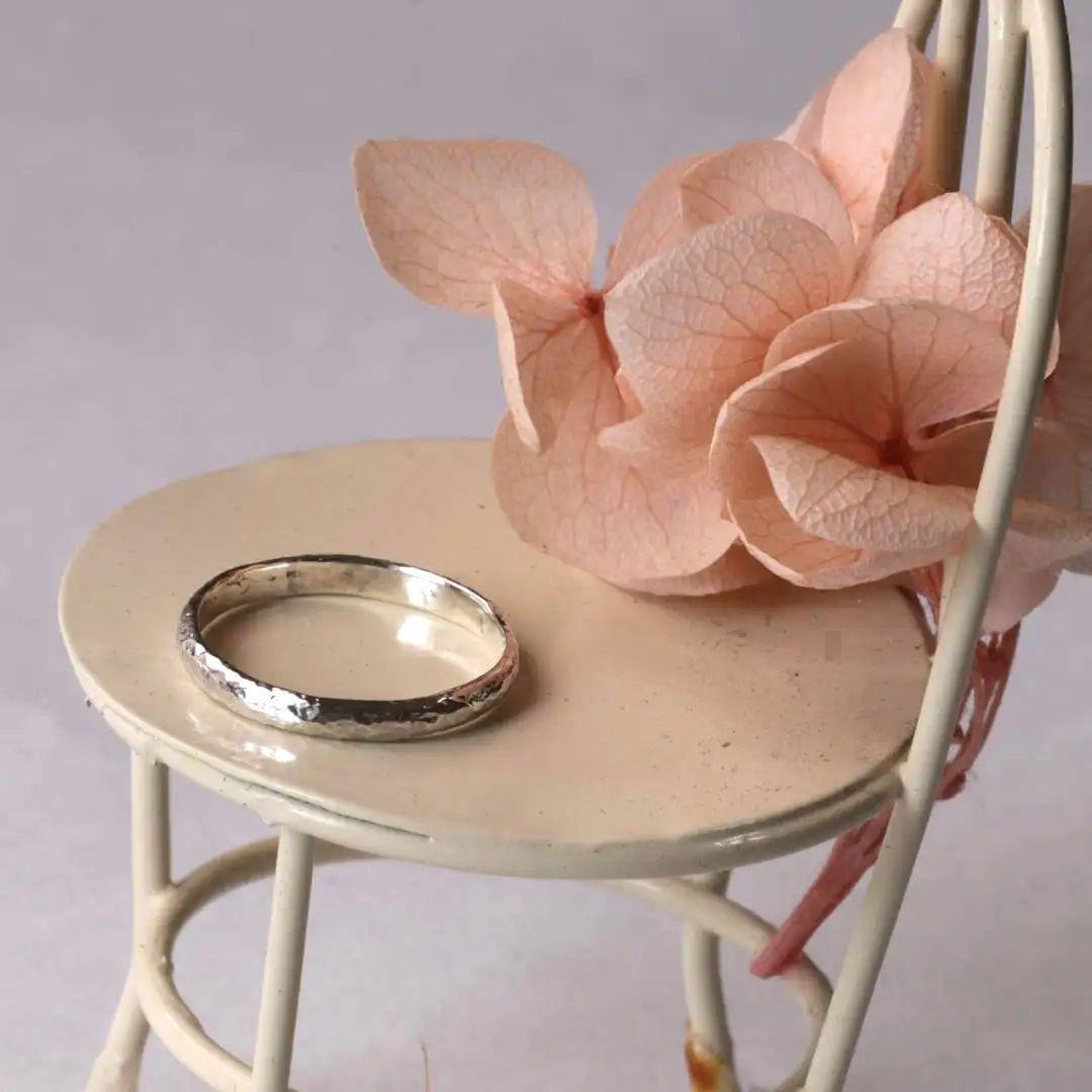 (10 20号 刻印)槌目リング 幅2mm シルバー950　ピンキーリング　ペア