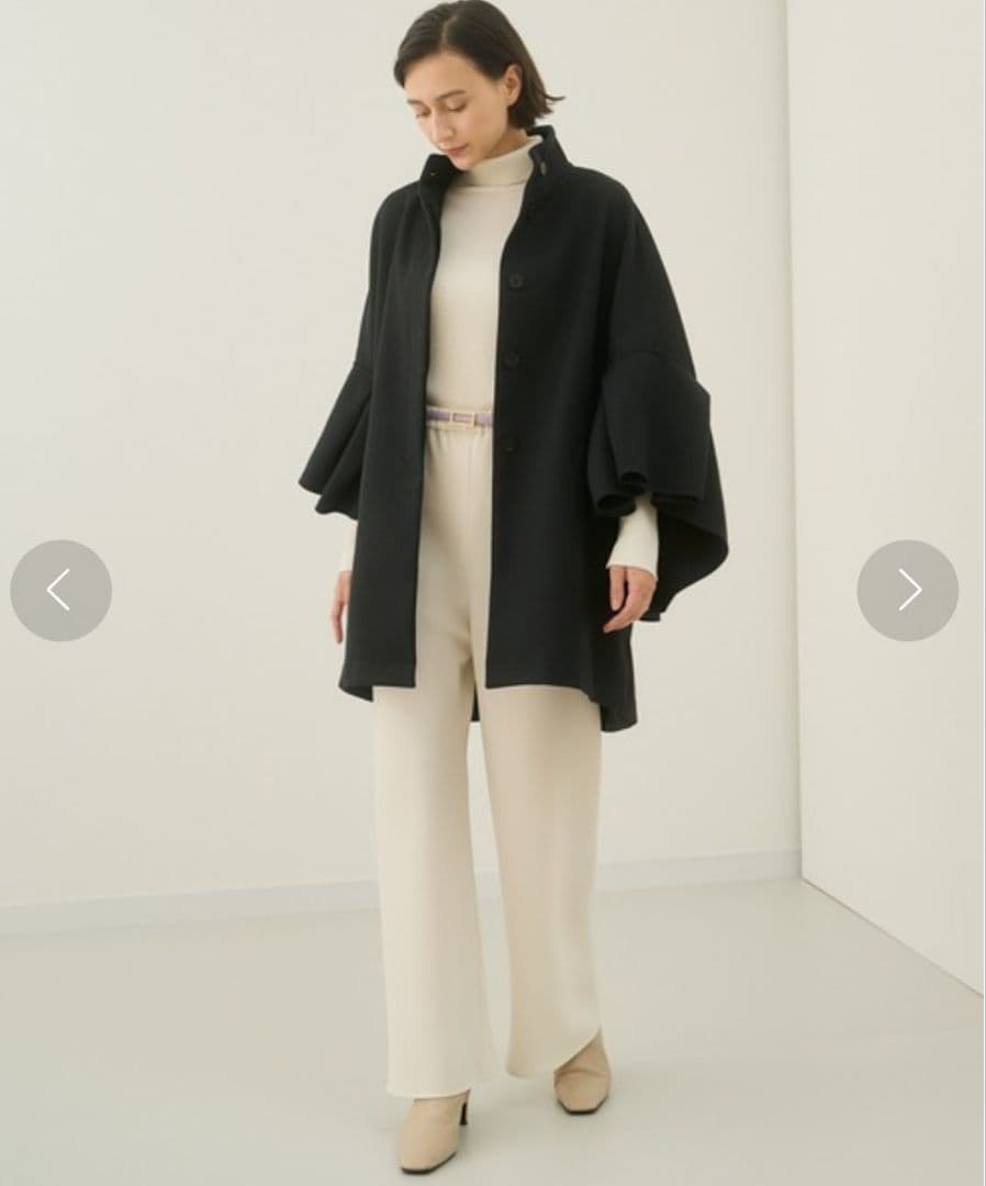 美品✨ANAYI 22AW カルゼリバーケープコート　ポンチョ ブラック 38